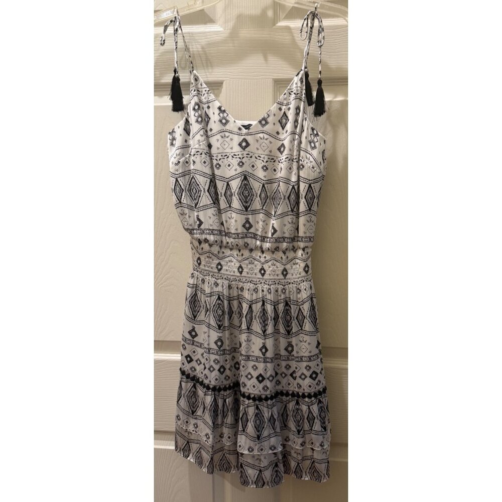 White House Black Market Boho-Style Sleeveless Dress W/ Adjustable Tassel Straps